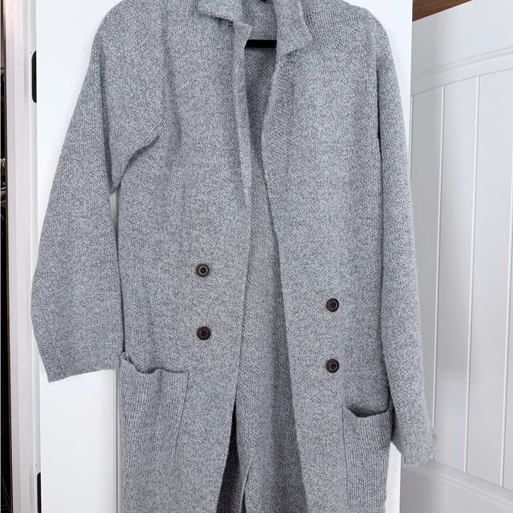 Love Tree Gray Wool Long Sweater Jacket